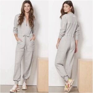 Rivet Utility Maven French Terry Jumpsuit Size L In Heather Grey Pockets